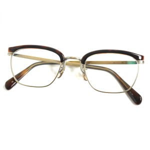 美品▼OLIVER PEOPLES オリバーピープルズ Kronish クロニッシュ マーブル柄 メガネ 度入り クリアブラウン×ゴールド 50□21-145 日本製