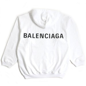 未使用品▼19AW BALENCIAGA バレンシアガ 556143 バックロゴプリント プルオーバーパーカー/フーディ ホワイト M メンズ タグ付き