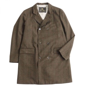 美品●Loro Piana ロロピアーナ ヴァージンウール100％ ストームシステム ダブルブレスト ツイードロングコート ブラウン系 48 伊製 正規