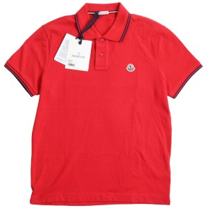 未使用品●MONCLER モンクレール MAGLIA POLO 鹿の子地 ロゴワッペン付き ショートスリーブ/半袖ポロシャツ レッド S 正規品 メンズ