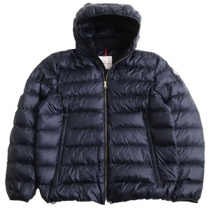 極美品●2020年製 MONCLER モンクレール EMAS/エマス ロゴワッペン付 フーデッドダウンジャケット ダークネイビー 大きいサイズ6 正規品