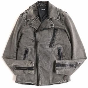 極美品 DIESEL ディーゼル スレ加工 デニム ダブルライダースジャケット グレー S 正規品 メンズの通販はau PAY マーケット