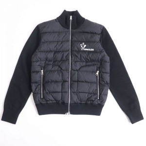 極美品◆2019AW MONCLER モンクレール MAGLIONE TRICOT CARDIGAN ニット切り替え ダウンジャケット/ ブルゾンブラック S メンズ 正規品