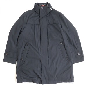 極美品◆MACKINTOSH LONDON マッキントッシュロンドン 裏地チェック柄 比翼 ロゴボタン ダウンライナー付き 2WAY ハーフコート 黒 M 正規