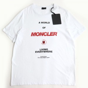 未使用品◆2021年製 MONCLER モンクレール SS TSHIRT ロゴプリント/ワッペン付 コットン100％ 半袖 Tシャツ/カットソー 白 L メンズ 正規