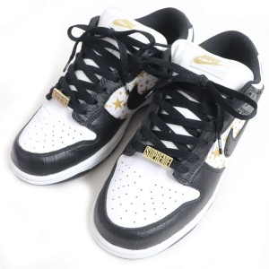 極美品□21SS シュプリーム×ナイキ SB DUNK LOW OGQS DH3228-102 GOLD STARS/スター ローカット レザースニーカー ブラック 26cm 箱付き