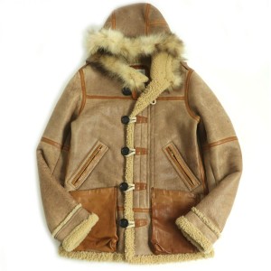 良品□visvim vs0001560 HUDSON JACKET シープスキン ラクーンファーフード ムートンジャケット/レザージャケット 茶 S 日本製 正規品