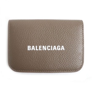 極美品□BALENCIAGA/バレンシアガ 593813 CASH MINI ロゴ入り レザー ミニウォレット/三つ折り財布 ブラウン系 イタリア製 箱付き メンズ