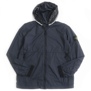 極美品□STONE ISLAND/ストーンアイランド 761541131 ロゴワッペン WZIP フーデッド ウィンドブレーカー/ナイロンブルゾン ネイビー L 正