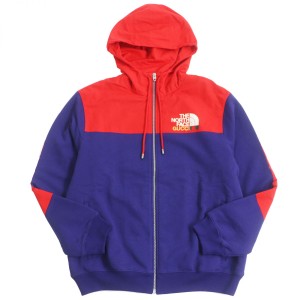 未使用品□22SS GUCCI×THE NORTH FACE グッチ ノースフェイス 671462 ナイロン切替 ジップパーカー/フーディー ブルー/レッド S 伊製 正