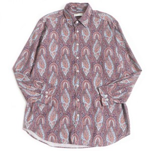 極美品□ETRO/エトロ ペイズリープリント 総柄 ロゴボタン コットン ロングスリーブ 長袖シャツ マルチカラー L イタリア製 正規品 メン