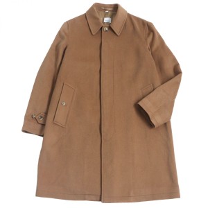 美品□21AW BURBERRY/バーバリー 8037859 裏ロゴ総柄 カシミヤ100％ 比翼 カーコート/ステンカラーコート キャメル 48 イタリア製 正規品