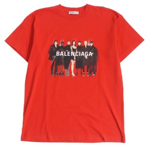 極美品□20SS BALENCIAGA/バレンシアガ Real Balenciaga プリントデザイン コットン100％ 半袖Tシャツ/カットソー レッド XS 正規品 メン