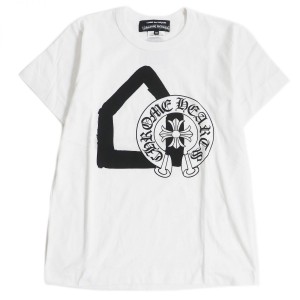 美品□クロムハーツ×コムデギャルソン DOVER STREET MARKET ホースシュー ロゴプリント 半袖Tシャツ/カットソー ホワイト M 日本製 正規