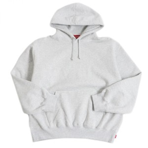 極美品□22AW Supreme/シュプリーム Satin Applique Hooded Sweatshirt バックロゴ プルオーバーパーカー/フーディー ライトグレー M