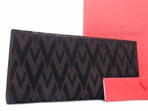 未使用 ヴァレンティノ 2つ折り財布 コンパクト お洒落 レザー ブラック 未使用】 ヴァレンチノ VALENTINO ロゴ2つ折り コンパクト
