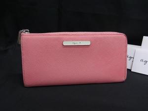 新品未使用 アニエスベー 二つ折り財布 ピンク アニエス