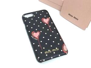 miumiu iPhone12ケース　ミュウミュウ水玉スマホケース　ブラック miumiu iPhone12ケース ミュウミュウ水玉スマホケース ブラック