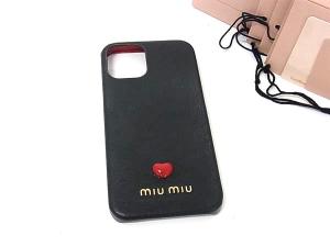 miumiu iPhone12ケース　ミュウミュウ水玉スマホケース　ブラック miumiu iPhone12ケース ミュウミュウ水玉スマホケース ブラック