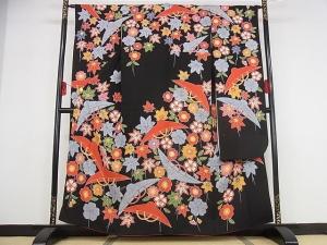 平和屋着物○豪華振袖 琉球紅型 草花文 ロング丈 正絹 逸品 DAAW5163ud