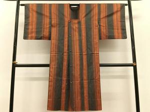 平和屋着物▽道行コート 単衣 雨コート 斜線文 暈し染め ロング