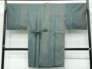 平和屋着物○上質な紬 花織 格子 正絹 逸品 未使用 AAAY8671ph