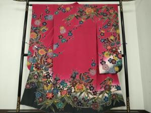 平和屋着物○豪華振袖 型染 風景花鳥文 暈し染め 金彩 正絹