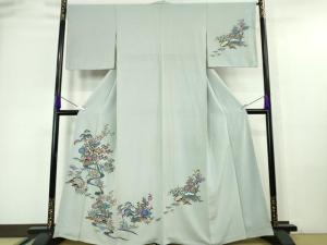 平和屋本店□最高級 城間栄順 本場琉球紅型 訪問着 花唐草文 暈し染め  