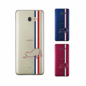 BASIO4 KYV47 スマホ ケース カバー ベイシオ ベーシオ トリコロールカラー2 猫 シルエット クリアデザイン