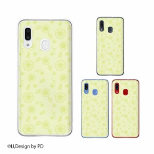 au Galaxy A30 SCV43 スマホ ケース カバー GalaxyA30 ギャラクシーA30 花柄 黄緑