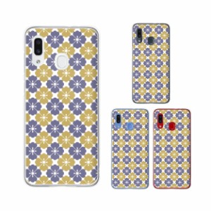 au Galaxy A30 SCV43 スマホ ケース カバー GalaxyA30 ギャラクシーA30 和柄4 花柄 からし色