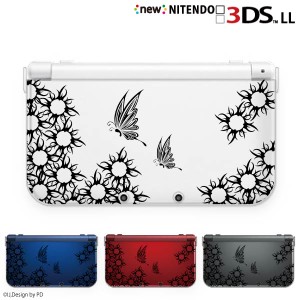 new ニンテンドー 3DS LL ケース カバー クリア 3DSLL Nintendo トライバル3 蝶 チョウ ブラック クリアデザイン