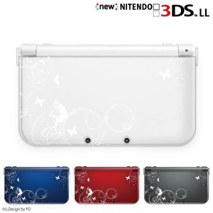 new ニンテンドー 3DS LL ケース カバー クリア 3DSLL Nintendo ラグジュアリーライン1白 蝶 アゲハ クリアデザイン