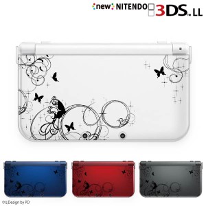 new ニンテンドー 3DS LL ケース カバー クリア 3DSLL Nintendo ラグジュアリーライン1黒 蝶 アゲハ クリアデザイン