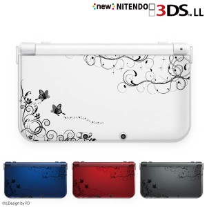 new ニンテンドー 3DS LL ケース カバー クリア 3DSLL Nintendo ラグジュアリーライン3黒 蝶 アゲハ クリアデザイン
