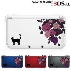 new ニンテンドー 3DS LL ケース カバー クリア 3DSLL Nintendo ネコと薔薇 クリアデザイン