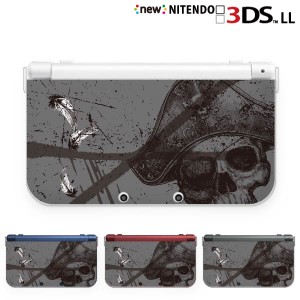 new ニンテンドー 3DS LL ケース カバー 3DSLL Nintendo スカル6 ガイコツ ドブラック グレー