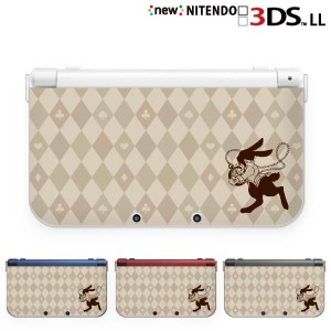 new ニンテンドー 3DS LL ケース カバー 3DSLL Nintendo 少女2 グレー アーガイルチェック うさぎ