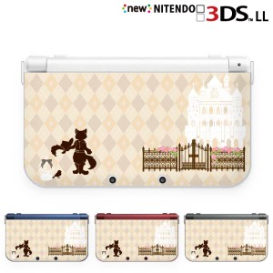 new ニンテンドー 3DS LL ケース カバー 3DSLL Nintendo 長靴を履いた猫 ベージュ アーガイル チェック