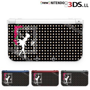 new ニンテンドー 3DS LL ケース カバー 3DSLL Nintendo 妖精 ドット柄 水玉 ブラック