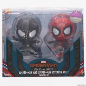 【中古即納】[FIG]コスベイビー サイズS スパイダーマン(壁はりつき版) スパイダーマン(ステルススーツ版) 2体セット スパイダーマン:フ