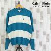 �������� Calvin Klein �J���o���N���C�� CK �X�g���C�v �X�m�[�E�B�[ �����b�N�X �N���[�l�b�N �{�[�_�[ �j�b�g �Z�[�^�[ LS STRIPED SN