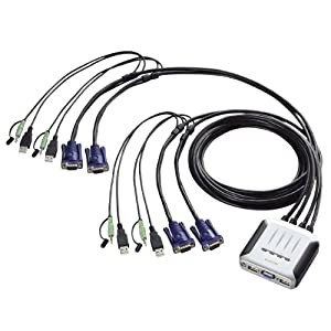 エレコム KVMスイッチ USB VGA スピーカー 4台 KVM-KU4(中古品)