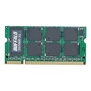 BUFFALO ノートパソコン用DDR2メモリー 【 2GB 】 PC2-6400 800MHz 200Pin DDR2 S.ODIMM [ D2/N800-2G ](中古品)