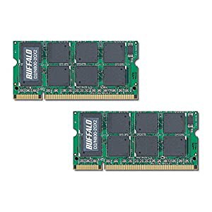 BUFFALO ノート用 DDR2 メモリー 4GB(2GB2枚) PC2-6400 D2/N800-2GX2(中古品)