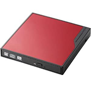 Logitec ポータブルDVDドライブ スーパーマルチ USB2.0 レッド LDR-PME8U2LRD(中古品)