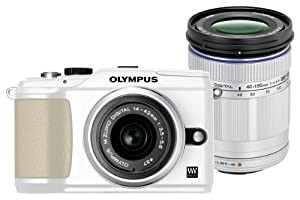 OLYMPUS ミラーレス一眼 E-PL2 ダブルズームキット ホワイト E-PL2 TLKIT WHT(中古品)