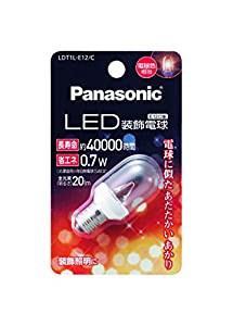 パナソニック LED電球 密閉形器具対応 E12口金 電球色相当(0.7W) 装飾電球・T型タイプ LDT1LE12C(中古品)