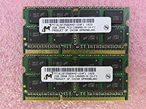 Micron 4GB 2GBx2 PC3-10600S DDR3 1333 非ECC 非バッファー ノートパソコンメモリーキット(中古品)