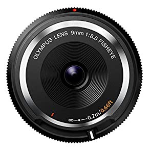 OLYMPUS ミラーレス一眼 9mm f8 フィッシュアイ ボディキャップレンズ ブラック BCL-0980 BLK(中古品)